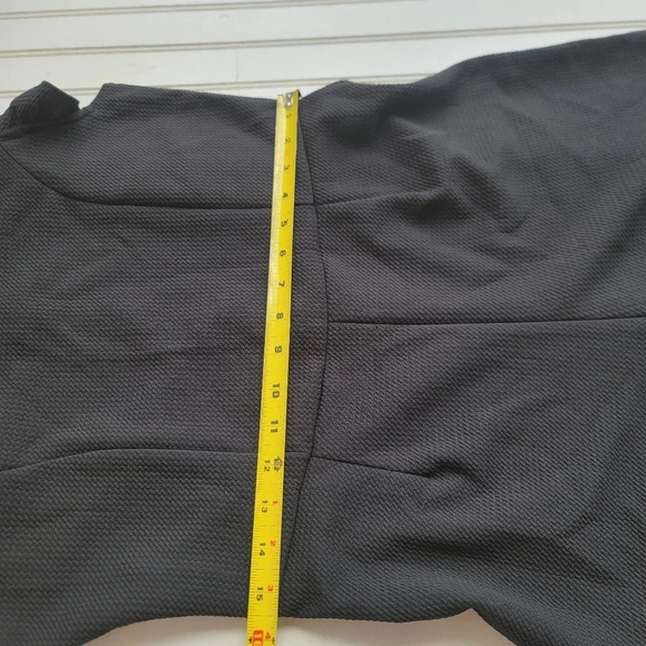 CAUTION TO THE WIND JUMPSUIT Women Black Ruffle Sleeve Textured Black Zip Wode L - Picture 12 of 13